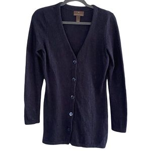 Fenn‎ Wright Manson Wool Rabbit Hair Button Front Navy Cardigan Sweater Medium